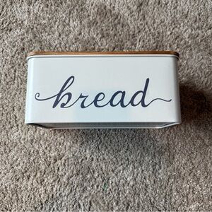 White Bread Box with Wooden Lid
